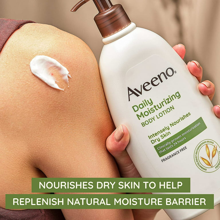 Aveeno Daily Moisturizing Body Lotion Oat and Rich Emollients to Nourish Dry Skin, Fragrance-Free, 18 fl. oz 18 Fl Oz (Pack of 1) - Walmart.com