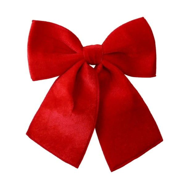 Adorno navideño de terciopelo con lazo de 25 cm para árbol de Navidad, ideal para vallas. rojo