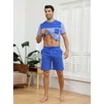 thumbnail image 3 of Men's Short Sleeve Pajama Sets 2 Pieces Men Cotton Pajamas Sets with Shorts Men Summer Sleepwear Set with Pockets, S-XXL, 3 of 11