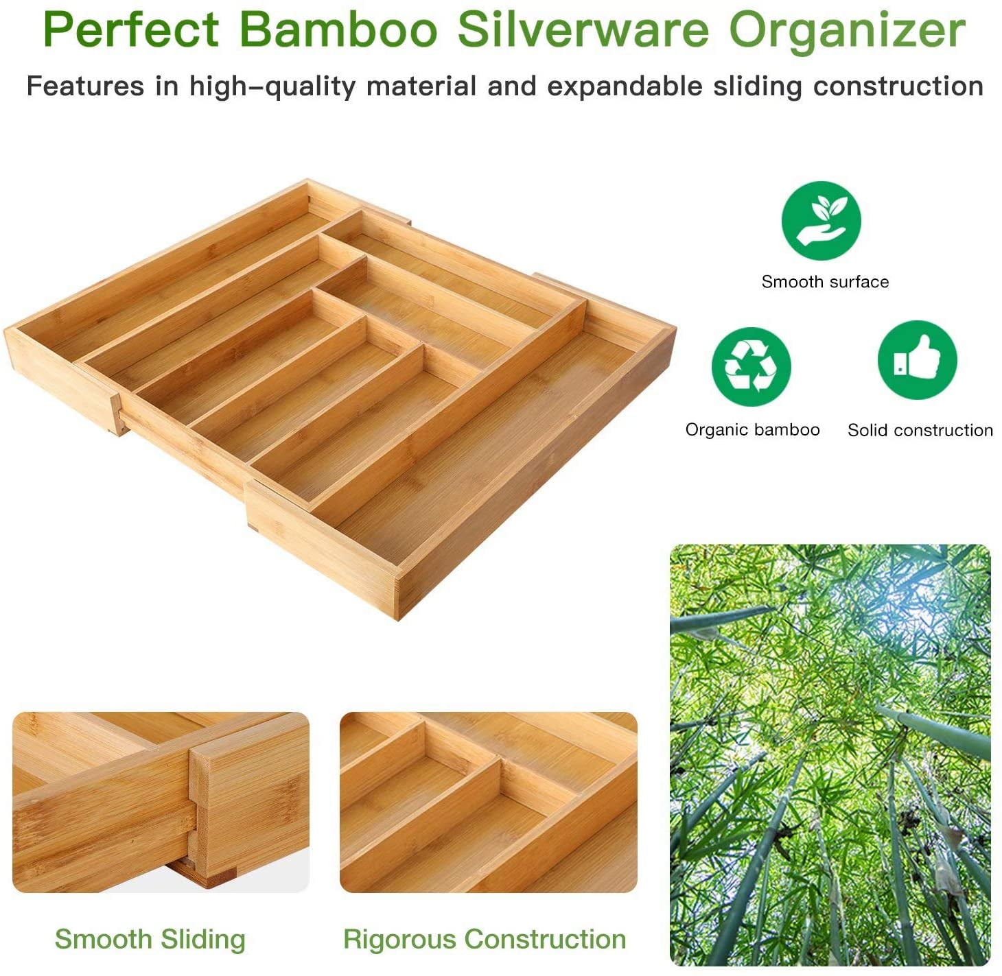 PandPal Adjustable Bamboo Lid Organizer Compatible with