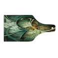 thumbnail image 2 of Fractal Cutting Board, Computer Art Featured Surreal Flowers Dreamy Imaginary Creative Concept, Decorative Tempered Glass Cutting and Serving Board, Wine Bottle Shape, Jade Green Orange, by Ambesonne, 2 of 5