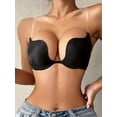 thumbnail image 3 of Sujetador push-up de escote bajo con tiras transparentes Sujetador de escote con aros convertible convertible de corte bajo, ropa interior y lencería de mujer, 3 of 4