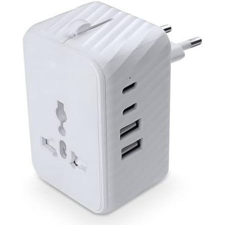 Universal Travel Adapter Worldwide International Plug Adaptor with 2 USB C 2 USB A Ports,World Power Outlet for European USA UK Australia Ireland$$Tools & Hardware Other