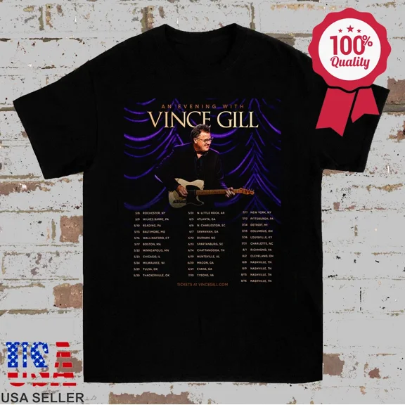 LIMITED EDITION Vince Gill An Evening With Summer Tour T- Shirt Full Size S-5XL