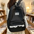 thumbnail image 5 of Black Polka Dot Backpack Bow Backpack - Coquette Back Pack with Lace Trim & Plush Charm, Kawaii Casual Daypack for Classes travel Coquette Backpack Lace Backpack, 5 of 5