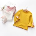 thumbnail image 5 of GYRATEDREAM Unisex Toddler Baby Solid Color Undershirt Boys Girls Wooden Ear Edge Fall Top Kids Long Sleeve Crew Neck Blouses Top for 1-8 Years, 5 of 7