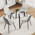 thumbnail image 2 of Table and chair set.42 inch diameter,modern minimalist style circular transparent tempered glass table,with black metal legs.Paried with 4 PU Chairs With Black Cushion., 2 of 25