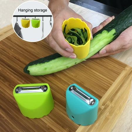 

Sioweci Stainless Steel Fruit Peeler Bidirectional Cutter Head Flat Serrated Thin Peel Hanging Hole Storage Box PP Material Easy Clean Home Kitchen Gadget Yellow