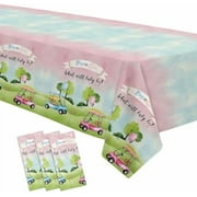 Golf Gender Reveal Decorations Tablecloth - Disposable Blue Or Pink Golf Gender Reveal Party Supplies Table Cover, He Or She Golf Gender Reveal Party Table Cloth, 3 Pack (108in x 55in
