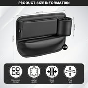 SPOKKI 2 Pcs Car Leather Cup Holder Gap Bag, Car Seat Gap Filler Organizer for Glasses Phones Keys and Cards (Black, Driver+Passengers Seat)