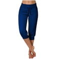 thumbnail image 2 of Womens Drawstring Shorts Summer Elastic Waist Casual Lightweight Casual Tight High Waisted Drawstring Button Pocket Cropped Pants, 2 of 2