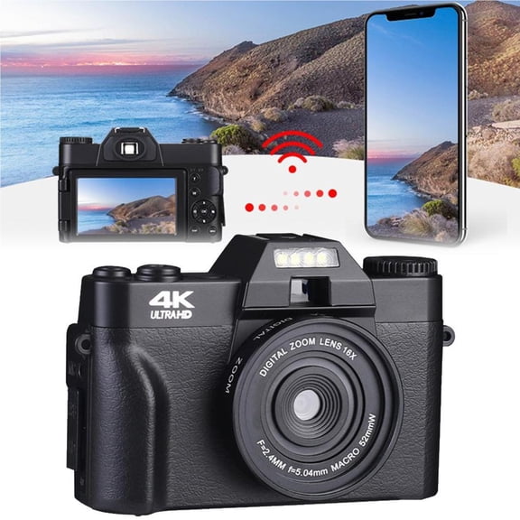 Methold Cámara de video de alta definición 4K Cámara digital Cámara de vlogging para viajes a casa Electrónica negro