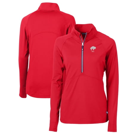 Women s Cutter & Buck Red Buffalo Bills Throwback Logo Adapt Eco Knit Stretch Recycled Half-Zip Pullover Top