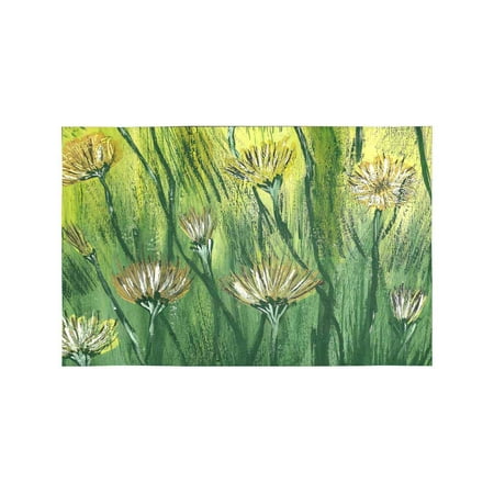Grass Place Mats MKHERT Delicate Dandelion Flowers in Green Grass Placemats Table Mats for Dining Room Kitchen Table Decoration 12x18 inch,Set of 4 ()