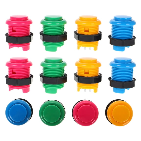 FRCOLOR 12PCS Game Push Button Replacement Round Push Button Switch for Street Video Games Accessories