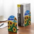 thumbnail image 5 of Picia Landscape With Sunflowers Pattern Wood Bookends for Shelves,Non-slip Bookends, Heavy Duty Wooden Bookend Support,1 Pair, 5 of 8