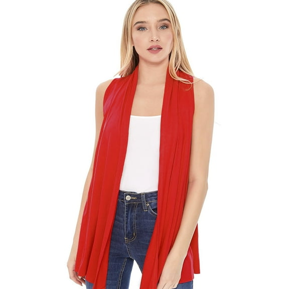 Women's Casual Solid Comfy Sleeveless Draped Open Front Cardigan S-3XL