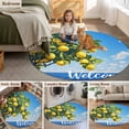 thumbnail image 6 of Summer Welcome Round Living Room Rugs 8 ft, Yellow Lemon Blue Sky Green Leaf Ocean Washable Large Area Rug with Non-Slip Sturdy Edge Binding Round Carpet for Dining Room Kitchen Office, 6 of 9