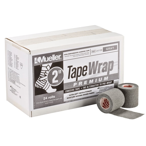 Mueller TapeWrap Premium, Gray, 2" x 6 yd, Case of 24 Rolls