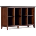 thumbnail image 1 of SIMPLIHOME Artisan Table de Canapé de Rangement Moderne Transitionnel en Bois Massif de 57 Pouces de Large à 8 Cubes en Brun Roux avec Rangement, 8 Étagères, pour le Salon, l'Entrée et la Chambre, 1 of 2