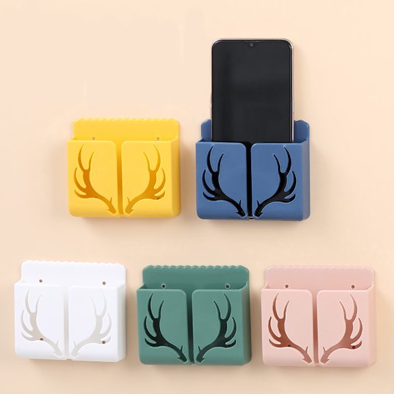 SPOORYYO Wall-Mounted Storage Box with Charging Port for Phones and Remote Controls, Multipurpose ABS Material Organizer for Bedroom and Bathroom
