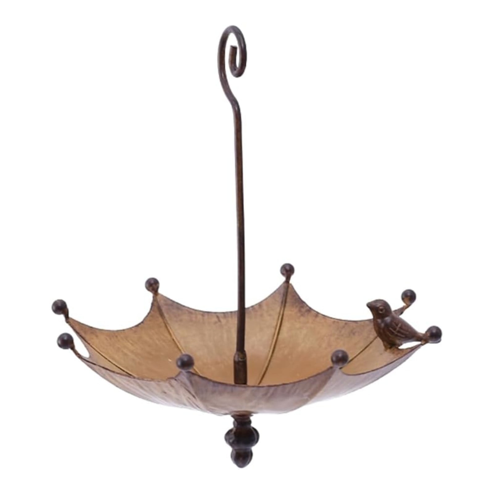 SATRINO Hanging Bird Feeder and Bath - Umbrella Shaped Wild Bird Tray for Outdoors, Hummingbird Feeder for Outside, Metal Water Bowl, Garden Backyard Decor