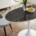 thumbnail image 6 of 54 inch Dining Table, Round, Black White, Artificial Marble, Metal Steel, Modern Contemporary Mid-Century, Kitchen Room Cafe Bistro Restaurant Hospitality, 6 of 6
