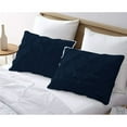 thumbnail image 2 of 2 Piece Pom-Pom Pinch Pleated Solid Navy Blue Pillow Shams, (Oversize King 20X40 Pillow Cover), 100% Egyptian Cotton, 800 Thread Count, Oversize King Size, 2 of 4