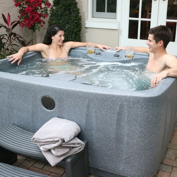 Aquarest Spas AR-150 Select 4- Person 12 - Jet- Plug and Play Hot Tub w/LED Waterfall - Graystone