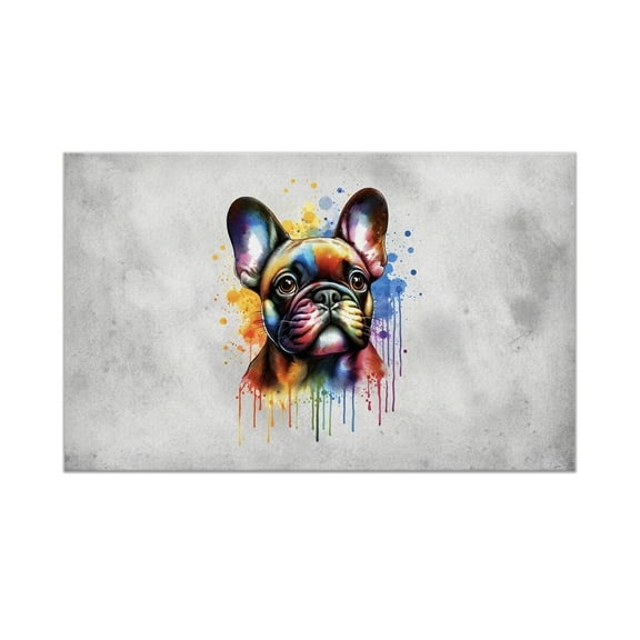 Watercolor Drip French Bulldog Pop Art Colorful Portrait Artwork Doormat Dog Lover Gifts Indoor Outdoor Welcome Mat - 01009