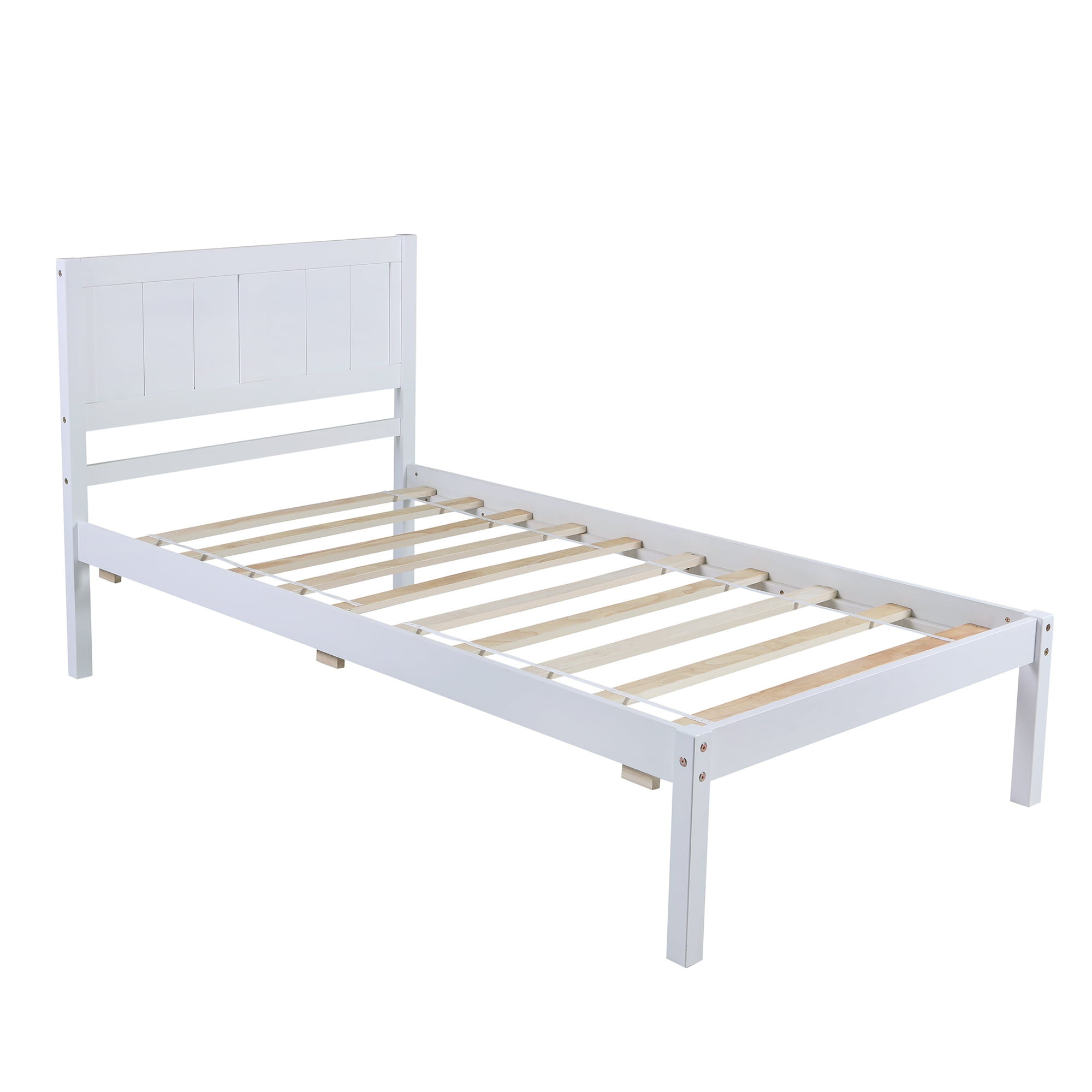 Seventh Generation - Brandclub - SEVENTH Twin Size Platform Bed, Solid Wood  Twin Bed Frame with Headboard, Wood Slat Support, Modern Heavy Duty Single  Bed Frame Mattress Foundation, No Box Spring Needed,, image size:2000x2000