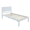 thumbnail image 4 of PAPROOS Twin Bed Frame, Modern Wood Platform Bed with Headboard and Strong Wooden Slats, Twin Size Bed Frame for Kids Boys Girls Teens, No Box Spring Needed, White, 4 of 10