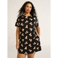 thumbnail image 5 of Joyspun Women’s Print Sleep Shirt with Short Sleeves, Sizes S/M-2X/3X, 5 of 6