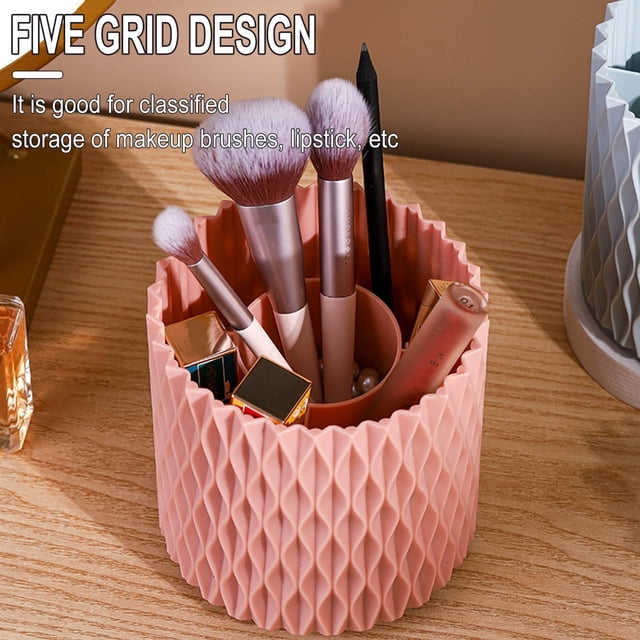 Amzcrzy Réservoir de Rangement Rotatif à 360° Grande Capacité Seau à Pinceaux Cosmétiques Boîte de Rangement Portable Rangement à Domicile