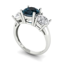 3.25ct round cut natural london blue topaz 18k white gold 3 stone Bridal Wedding Engagement Promise Anniversary Ring for Women size 8.25