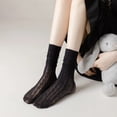 thumbnail image 7 of Lolita Sweet White Pile Socks Women Mesh Fishnet Thin Nylon Silk Retro Flower Lace Socks Ladies Hollow Transparent Crew Socks, 7 of 7