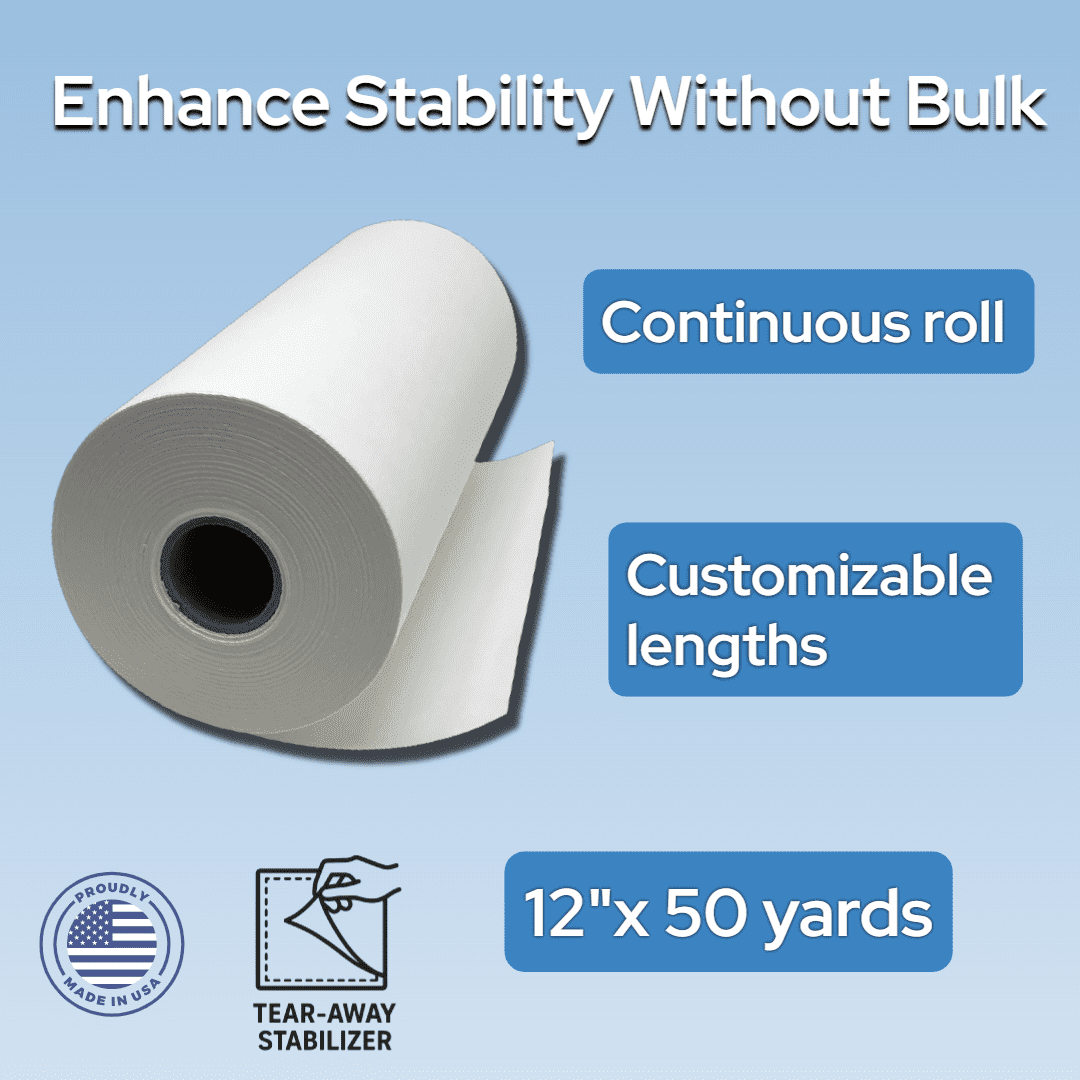 H.B.I. Products Tear Away Embroidery Stabilizer - 1.8 Ounces Medium Weight 12" x 50 yd Tear Away for Machine Embroidery
