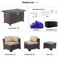 thumbnail image 2 of Kullavik 8-Piece Outdoor Patio Furniture Set with 55,000 BTU Fire Pit Table, PE Wicker Rattan Sectional Sofa & Coffee Table, All-Weather Waterproof Furniture for Backyard,Sand, 2 of 9