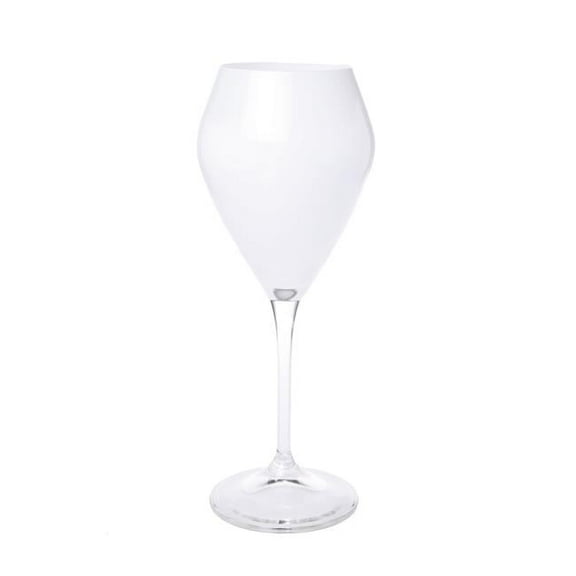 Classic Touch CWR822SM V-Shaped Water Glasses with Clear Stem, White - Set of 6