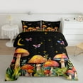 thumbnail image 2 of jejeloiu Brown Fungus Mushroom Bedding Comforter Set,Gold Rhombus Stars Twin Comforter Sets,Retro Rustic Plants Bedding Set For Men Women,Super Cozy Room Decor Reversible,2pcs, 2 of 8