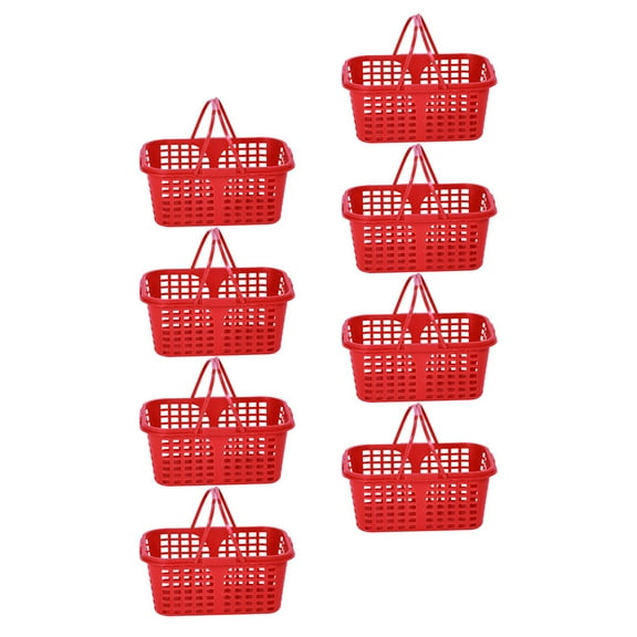 Milisten 8Pcs Round Hanging Produce Basket Red for Supermarket Use
