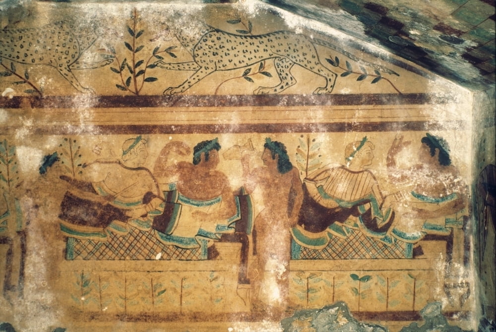 Etruscan Art Banquet Nscene From Tomb Of The Leopards Tarquinia First