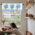 thumbnail image 6 of Kitchen Curtains Valances for Small Windows, Blue Flowers in Vase Short Curtain Valance for Living Room, Buffalo Plaid Rod Pocket Blinds Window Printed Drapes 1 Panel 54x18 Inch, 6 of 6