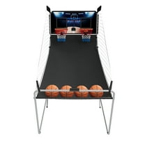 Bezliving Basketball Arcade Game Indoor, Dual Shot Electronic Basketball Game with 8 Game Modes, LCD Score Display, and 4 Rubber Balls, Indoor Basketball Arcade Game for Home, Black