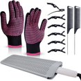 thumbnail image 1 of HAHADAXA Heat Gloves for Hair Styling, 2Pcs Professional Heat Resistant Gloves Silicone Heat Mat 6pcs Hair Clips and 2pcs Styling Comb for for Curling Iron Wands Flat Iron, 1 of 7