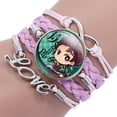 thumbnail image 5 of Pulsera de Demon Slayer para mujer, pulsera con dijes, Kimetsu No Yaiba, Kamado, Tanjirou, Cosplay, joyería de Anime de cuero de dibujos animados, 5 of 5
