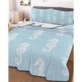 thumbnail image 3 of Quilts Twin Size Bedding Set, Ocean Seahorse Lightweight Quilted Comforter, Summer Nautical Coastal Textured Sky Blue Soft Reversible Bedspread Coverlet with Pillow Covers for All Season, 68" x 86", 3 of 7
