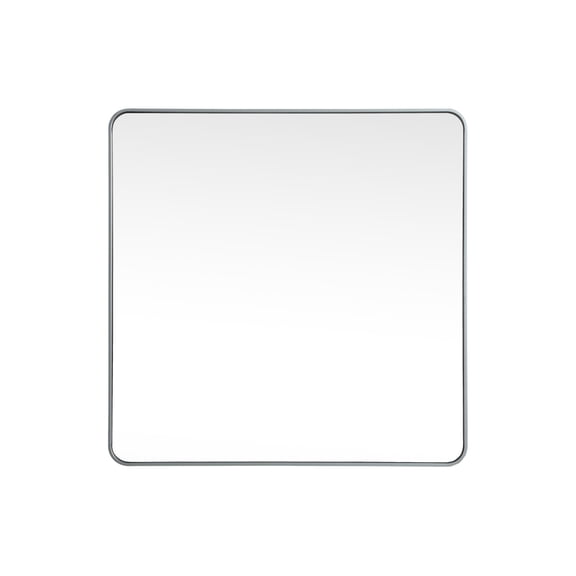 Elegant Decor Soft corner metal square mirror 42x42 inch in Silver