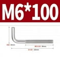thumbnail image 2 of L Shape Foundation Bolts 304 Stainless Steel Right Angle Anchor Bolt Long Square Bend Screw，M4 M5 M6 M8 M10 M12 L Shaped Screws, 2 of 6