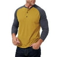thumbnail image 2 of Dagegui Cyber and Monday Savings! Men's Slim Fit Henley Shirts Raglan Long Sleeve T-Shirts Vintage Crewneck Buttons Pullover Tops Baseball Tees Fall Casual Shirt Yellow,M, 2 of 6